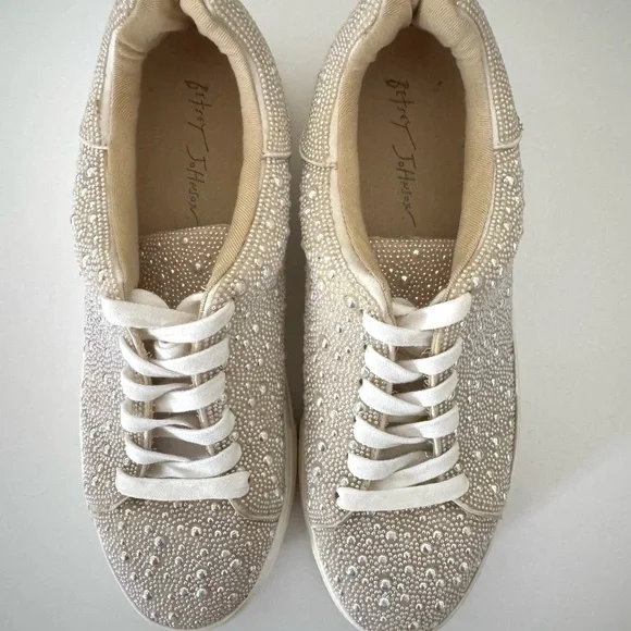 Betsey Johnson Women’s Sidney Laceup Platform Pearl-Embellished Sneaker - Picture 10 of 10
